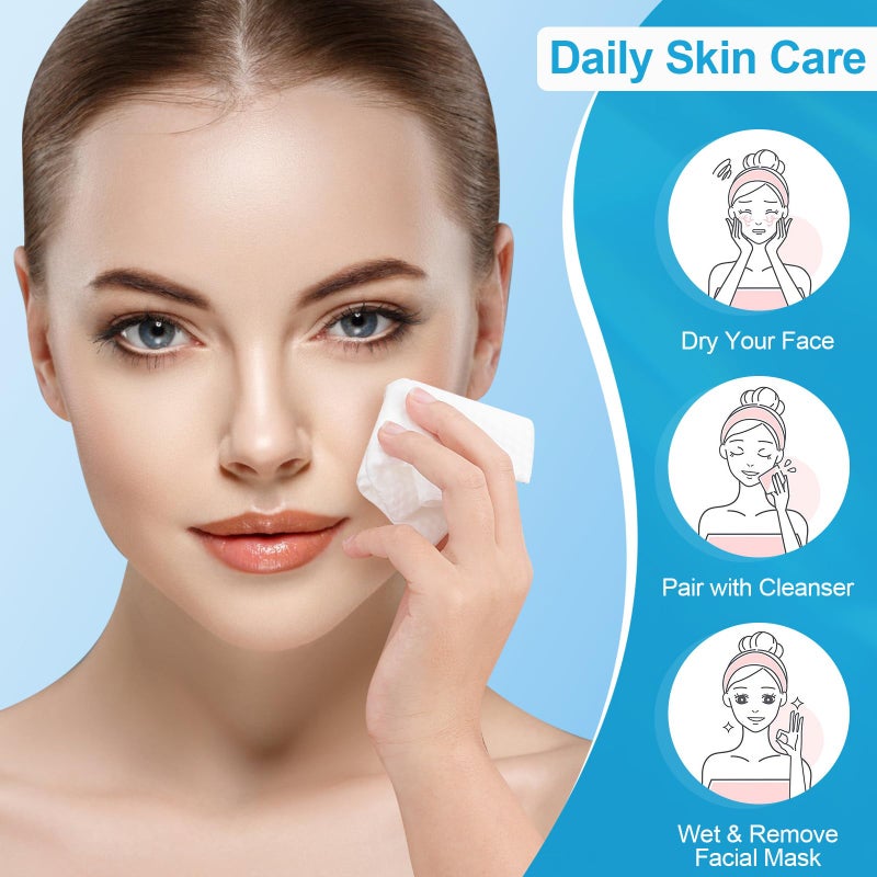 VinTS Hanging Cotton Face Towel Disposable, 300 Counts Face Towel Washcloth Facial Cleansing for Makeup Wipes,Wet Dry Dual Use, Ultra Soft Cotton Facial Wipes for Skincare, Facial Cleansing,1 Pack - Image 3